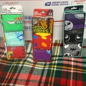 3/$18 Men’s size 8-12 Crew socks . 3 new packages, as photos . Total of 9 pair